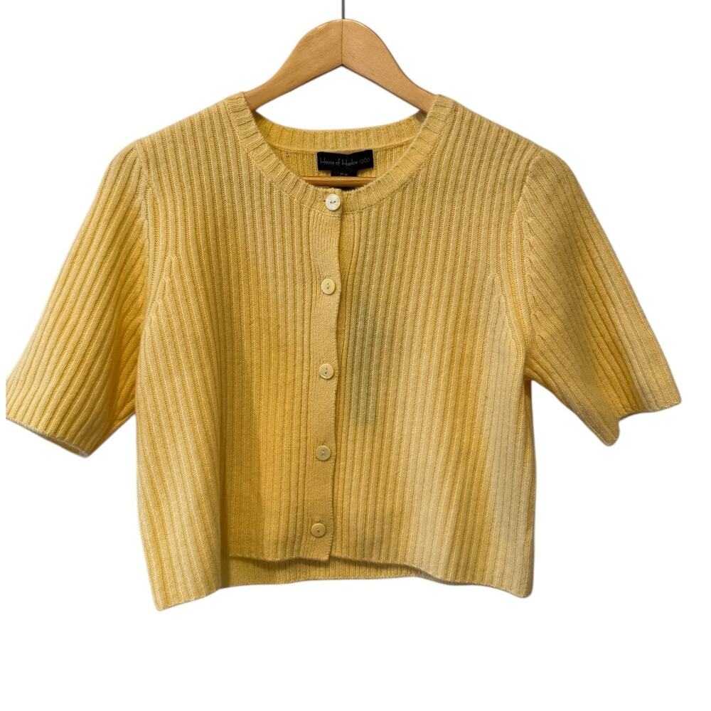 House of Harlow 1960 Cashmere Cardigan Sweater Butter Yellow M